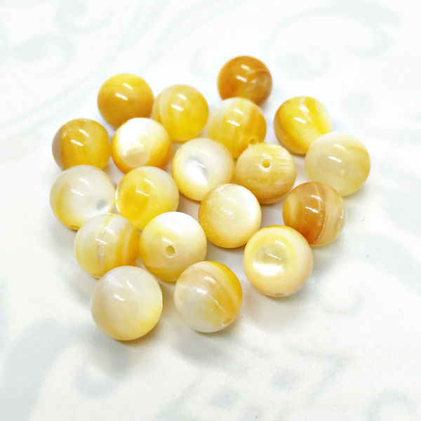 Korálky z minerálů perleť žlutá